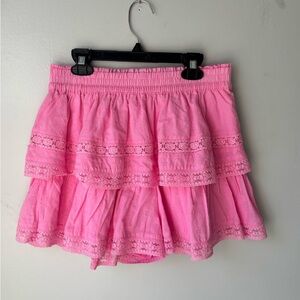 NEVER WORN || Altar'd State Pink Bubble Mini Skort with Smocked Tiered Design